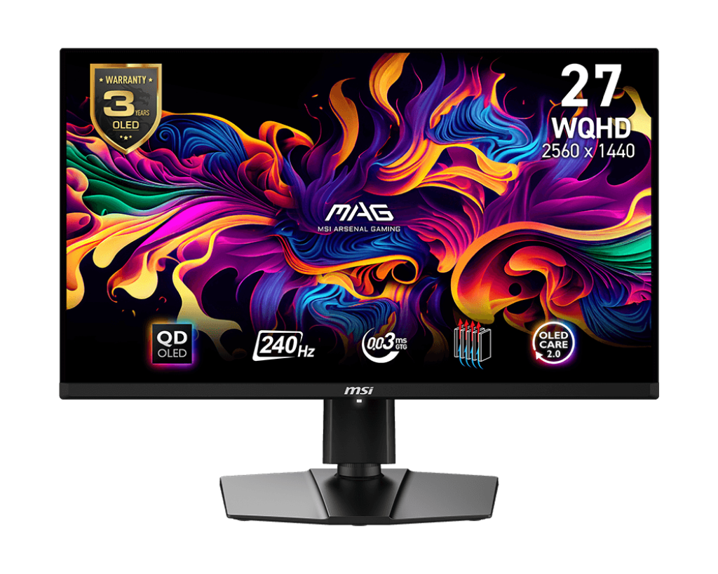 MSI 微星 MAG271QPX QD-OLED E2 MONITOR電競 顯示器 (27" 240Hz 2K WQHD QD-OLED 0.03ms ClearMR 13000 TYPE-C ) - 2560 x 1440