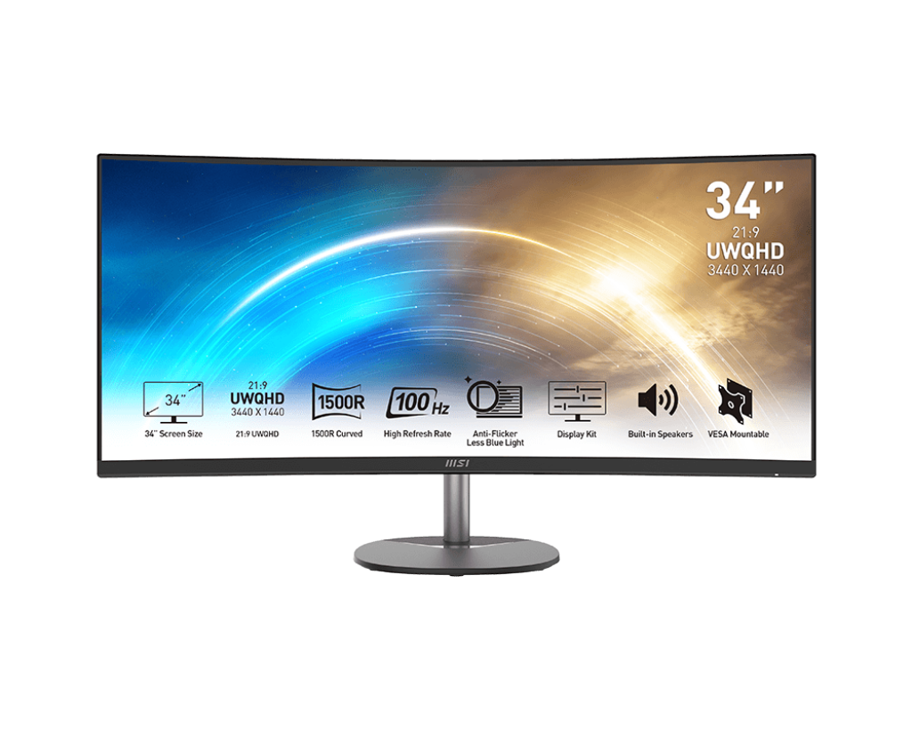 MSI 微星 MP341CQ MONITOR 專業顯示器 (34 吋 UWQHD 100Hz VA 1500R Curved FreeSync) - 3440 x 1440