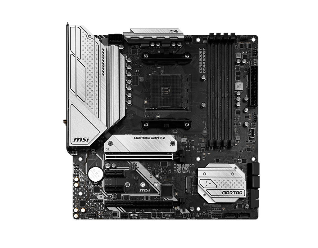 MSI 微星 MAG B550M MORTAR MAX WIFI Micro-ATX 白色主機板 (DDR4)