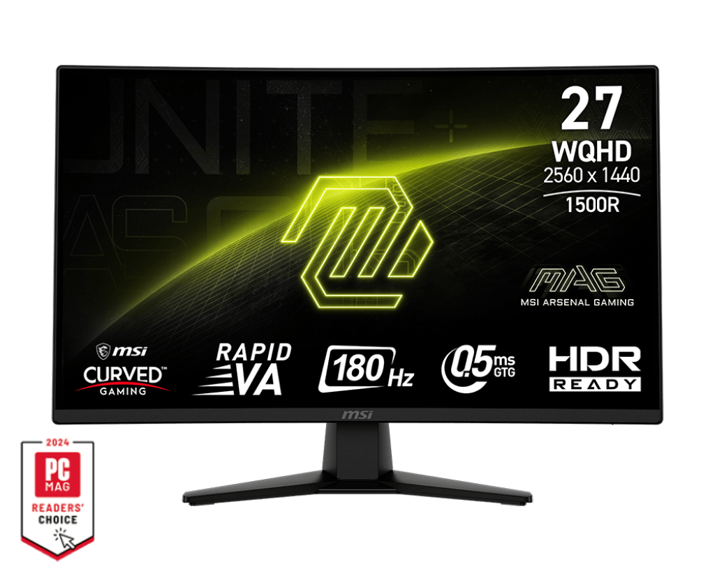 MSI 微星MAG 274CQF MONITOR 曲面显示器27" 2K VA 180Hz 1ms Curved 1500R - 2560x1440