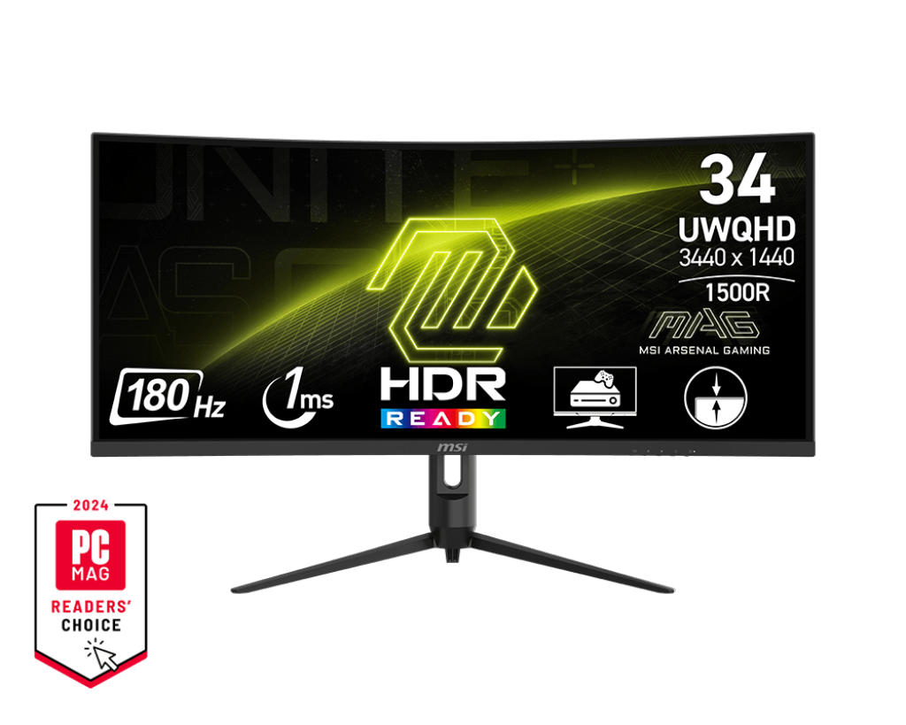 MSI 微星 MAG 342CQR E2 MONITOR 曲面電競顯示器 (34 吋 UWQHD 180Hz 1ms VA Curved 1500R) - 3440 x 1440