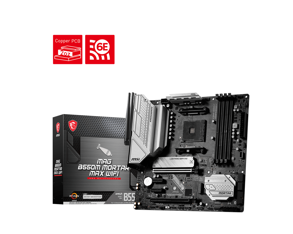 MSI 微星 MAG B550M MORTAR MAX WIFI Micro-ATX 白色主機板 (DDR4)