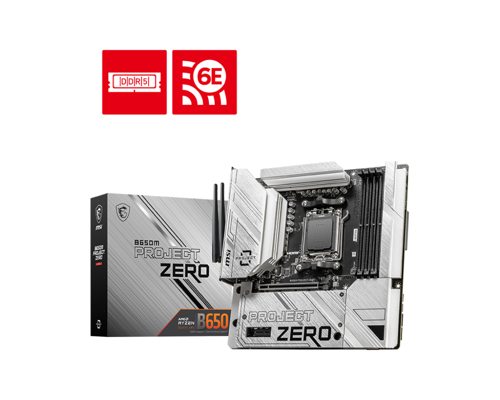 MSI 微星 B650M PROJECT ZERO MATX 白色背插主機板 (DDR5)