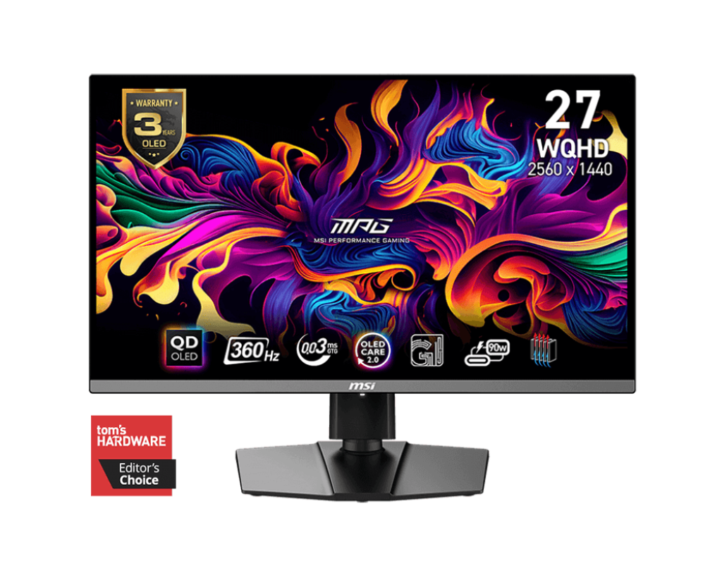 MSI 微星 MAG271QRX QD-OLED  MONITOR 電競 顯示器 (27" 360Hz 2K WQHD QD-OLED 0.03ms ClearMR 13000 TYPE-C ) - 2560 x 1440