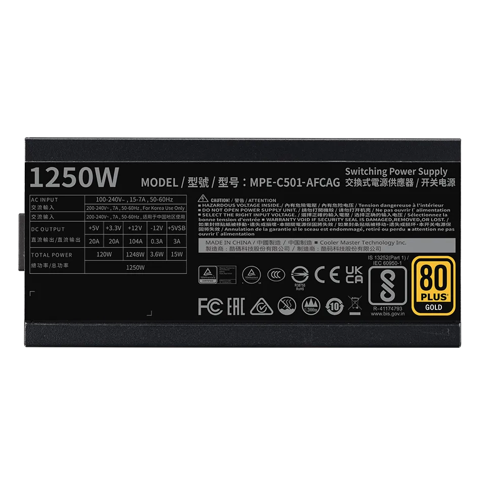 【情人节特惠】Cooler Master MWE Gold 1250 V2 ATX 3.1 PSU 主机电源