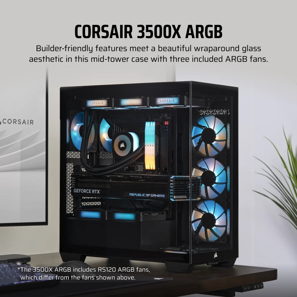 CORSAIR 3500X ARGB EATX 中塔机箱强化玻璃