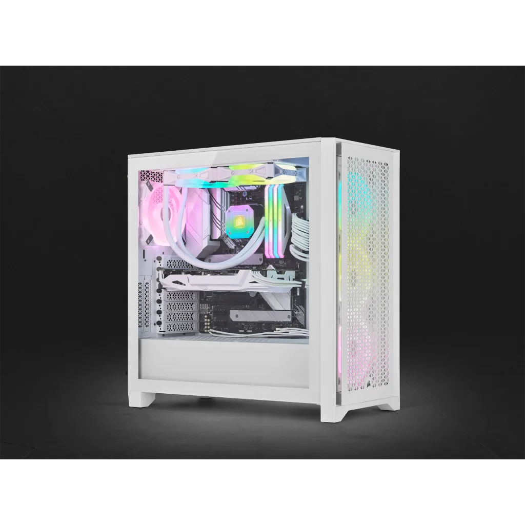 Corsair iCUE 4000D RGB AIRFLOW QL Edition 中塔机箱强化玻璃白色