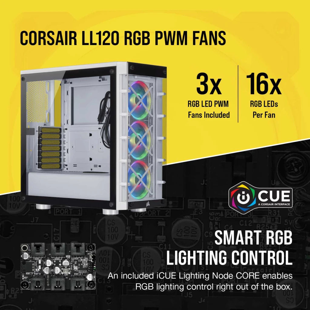 Corsair iCUE 465x RGB ATX Smart CASE 中塔機箱 強化玻璃 白色