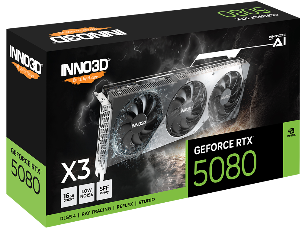 INNO3D GeForce RTX 5080 X3 16GB GDDR7 DLSS4 显示卡dual slot 