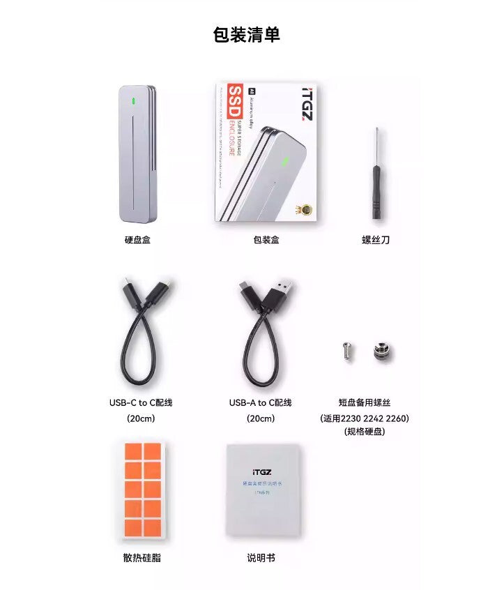 ITGZ M.2 NVME SSD STORAGE ENCLOSURE 外置硬碟盒