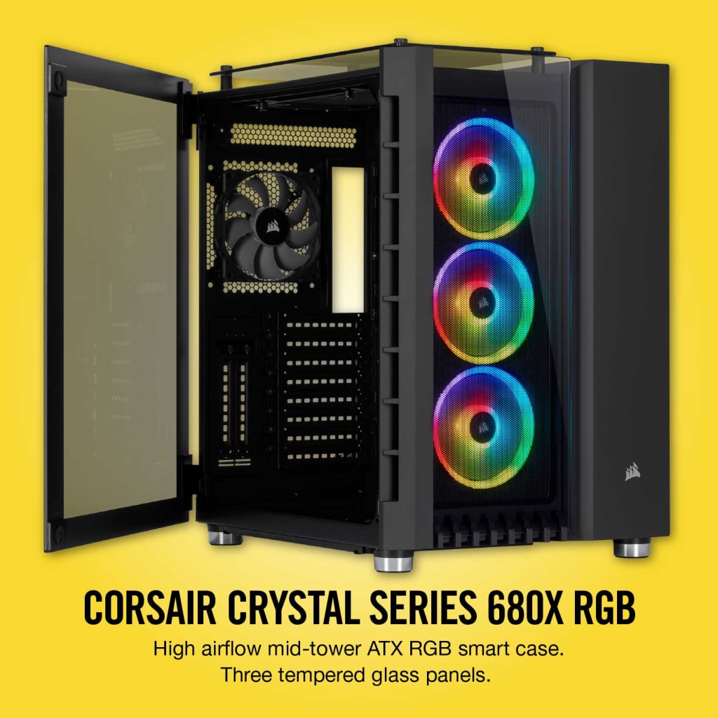 CORSAIR Crystal Series 680X RGB High Airflow EATX 中塔机箱强化玻璃