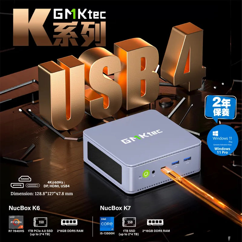 (全城熱賣) GMKtec NucBox K6 迷你電腦 R7 7840HS 16GB RAM 1TSSD Win11 Pro Mini PC