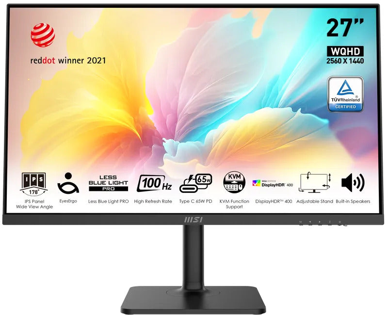 MSI 微星Modern MD272QXP MONITOR 显示器(27" 2K IPS 100Hz 1ms 可90度旋转/ 可调升降内置喇叭) 