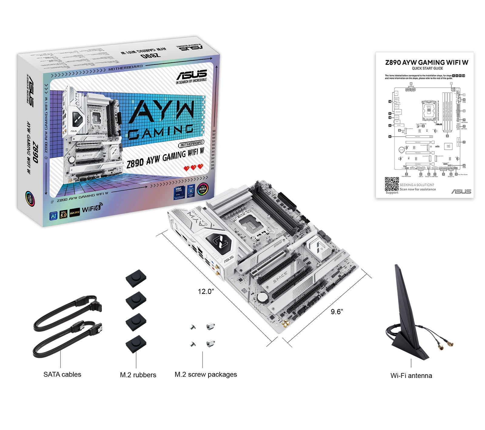 ASUS 华硕Z890 AYW GAMING WIFI W ATX 白色主机板DDR5 