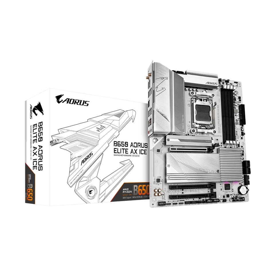 全白GIGABYTE 技嘉B650 AORUS ELITE AX ICE ATX 主机板(DDR5) 