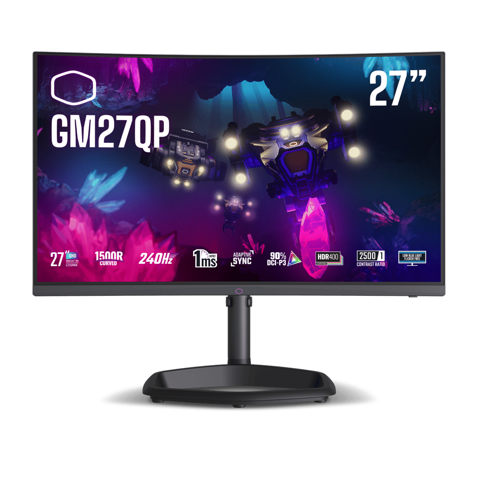 Cooler Master GM27QP 曲面电竞显示器27" QHD 240Hz VA Curved 1500R 内置喇叭- 2560x1440 