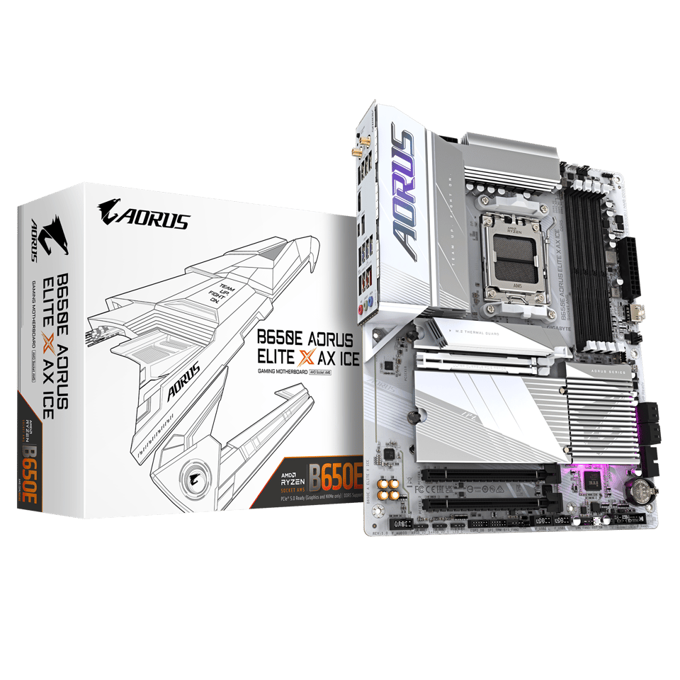 全白GIGABYTE 技嘉B650E AORUS ELITE X AX ICE ATX 主机板(DDR5) 