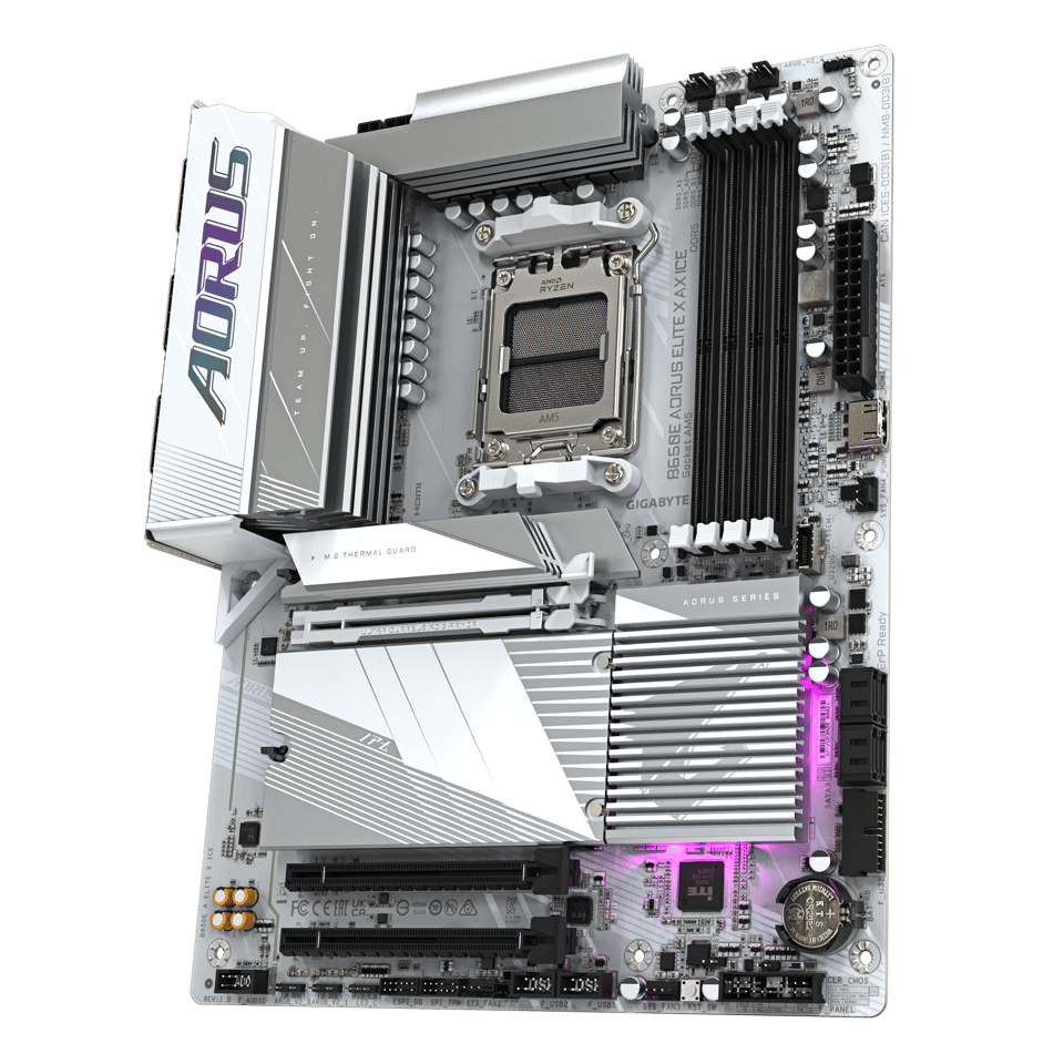 全白GIGABYTE 技嘉B650E AORUS ELITE X AX ICE ATX 主机板(DDR5) 