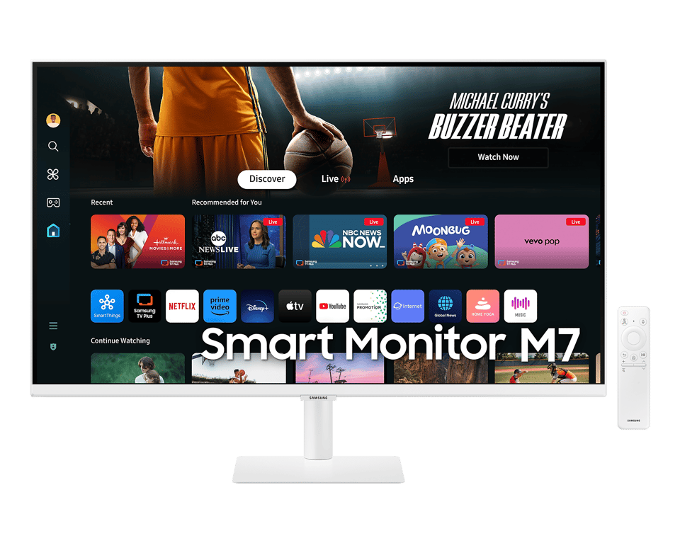 SAMSUNG三星M7 4K 32" 次世代智能显示器MONITOR (2024) (32" / UHD [3840 x 2160] / 60Hz / VA / 4ms / HDR10 / Type-C / 65W / 内置喇叭) 黑/白