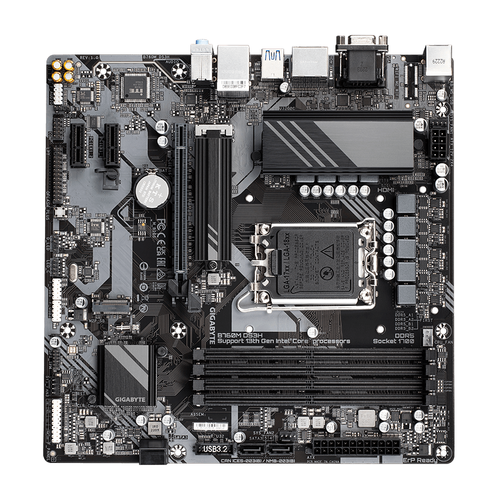 【電腦節限定】 GIGABYTE 技嘉 B760M DS3H DDR5 Micro-ATX 主機板 (DDR5)