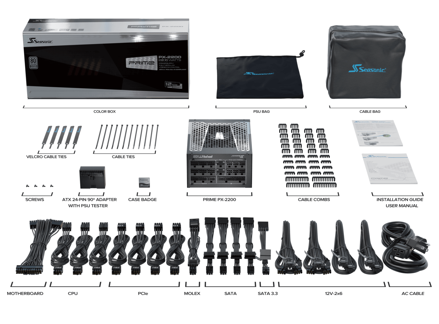 Seasonic Prime Platinum PX-2200 ATX 3.1 &amp; PCIe 5.1 80 Plus Platinum 全模组铂金主机电源