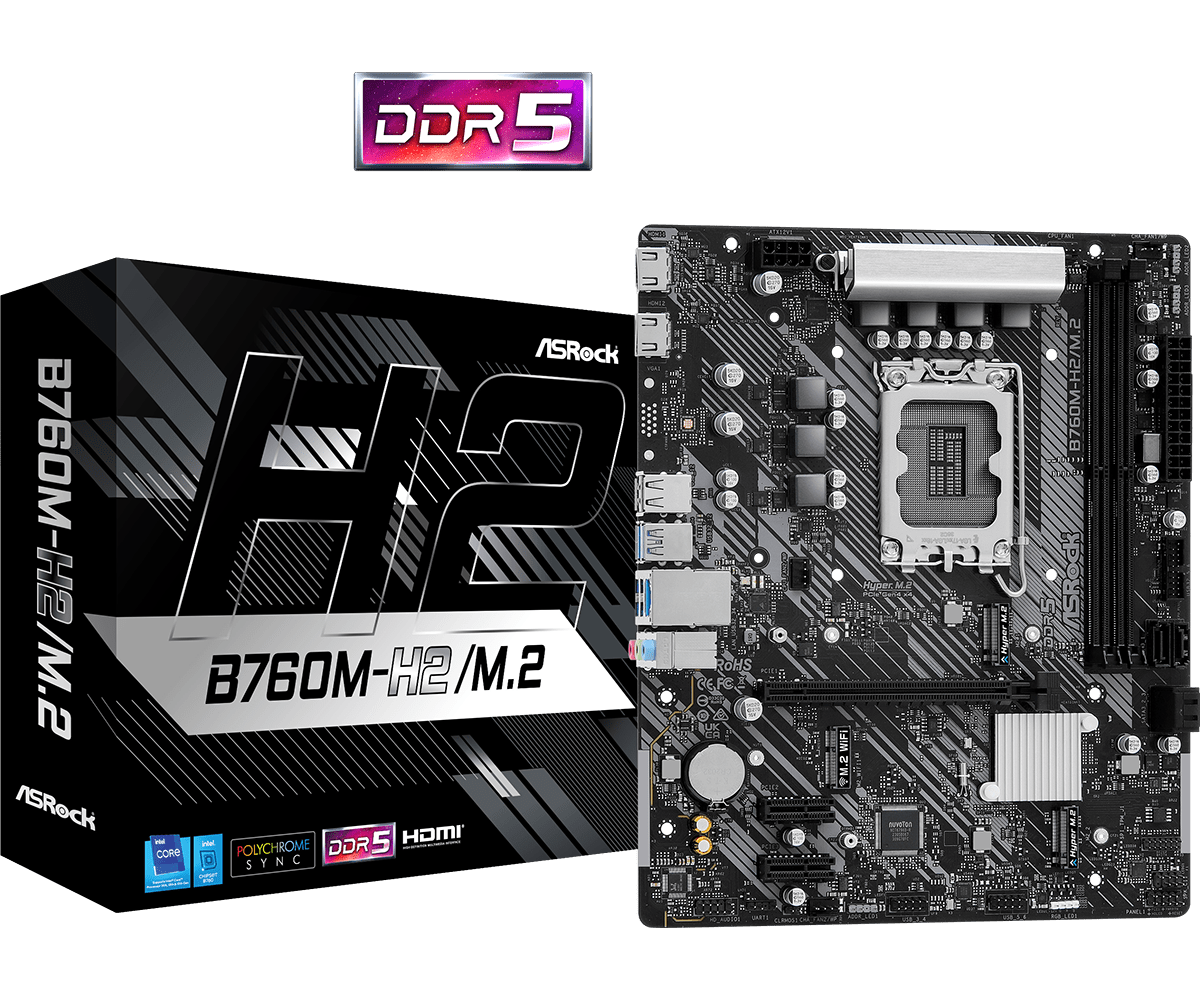 ASRock 华擎B760M-H2/M.2 MATX 主机板(DDR5)