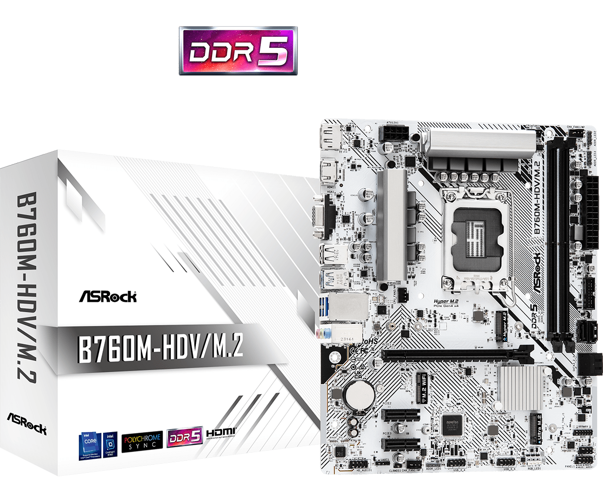 ASRock 華擎 B760M-HDV/M.2 D5 MATX 主機板 (DDR5)