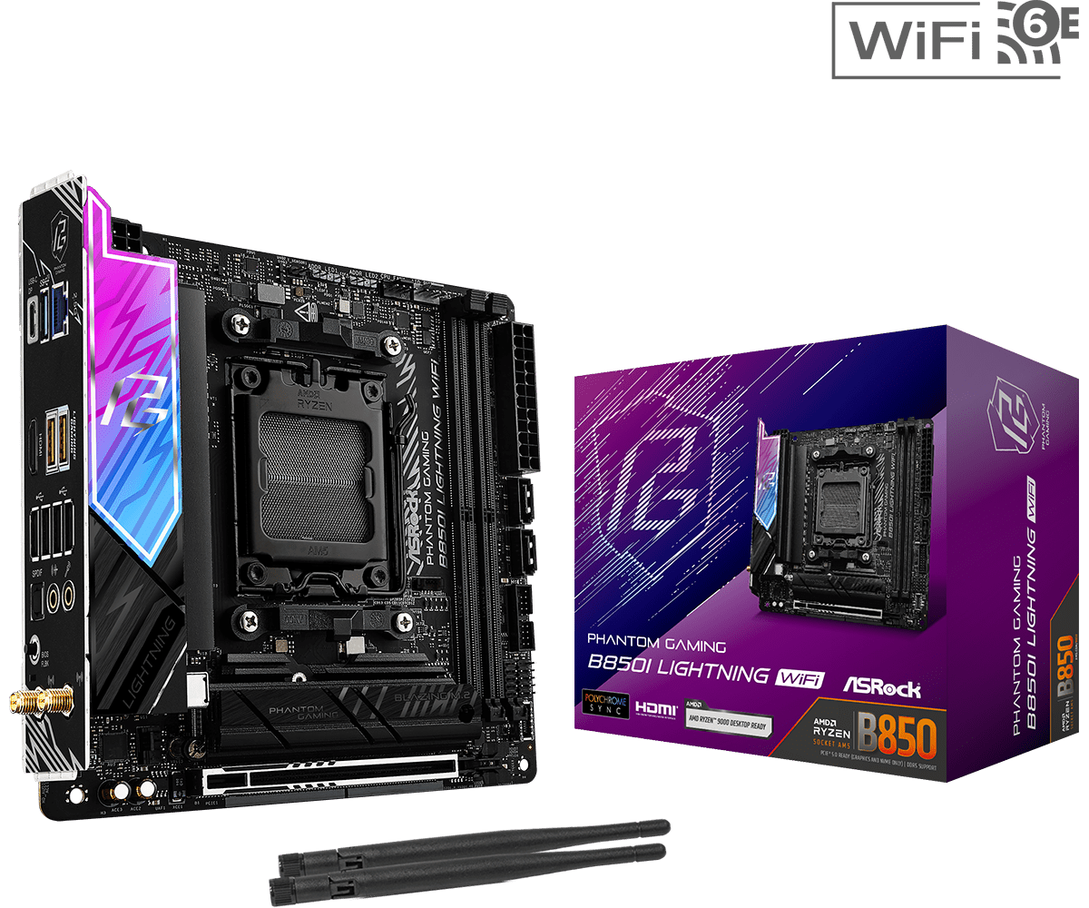 ASRock 华擎PHANTOM GAMING B850I Lightning WiFi ITX 主机板