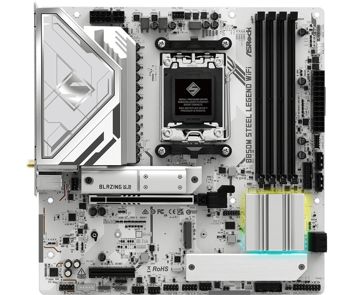 ASRock 華擎 B850M Steel Legend WiFi MATX 白色主機板