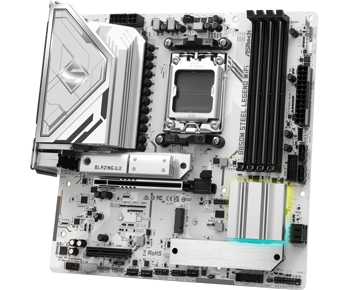 ASRock 华擎B850M Steel Legend WiFi MATX 白色主机板