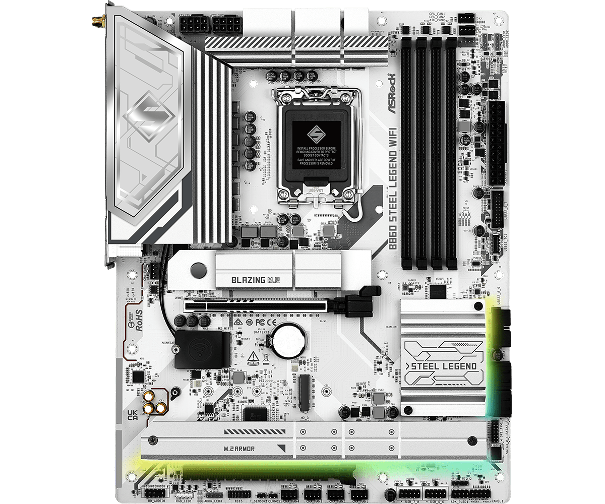 ASRock 华擎B860 Steel Legend WiFi ATX 白色主机板