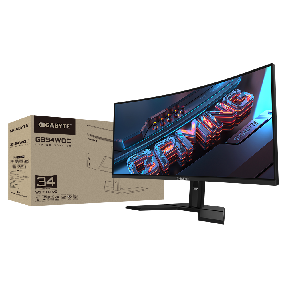 Gigabyte GS34WQC 34" VA 120Hz 1500R Gaming Monitor 曲面电竞显示器- 2560 x 1440 