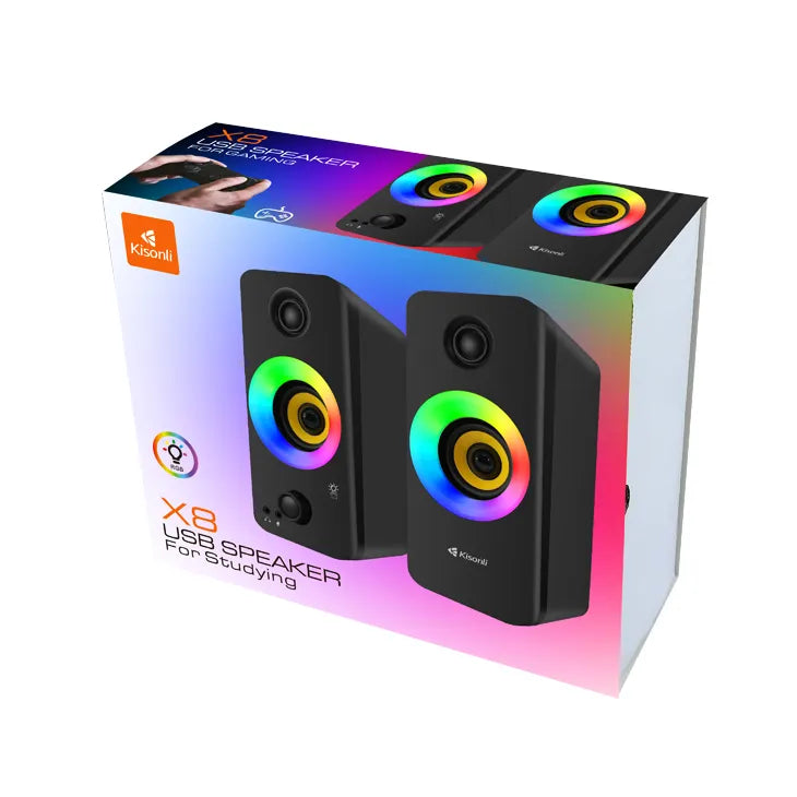 Kisonli X9 RGB电脑喇叭(USB 供电) Speaker for Computer USB Powered