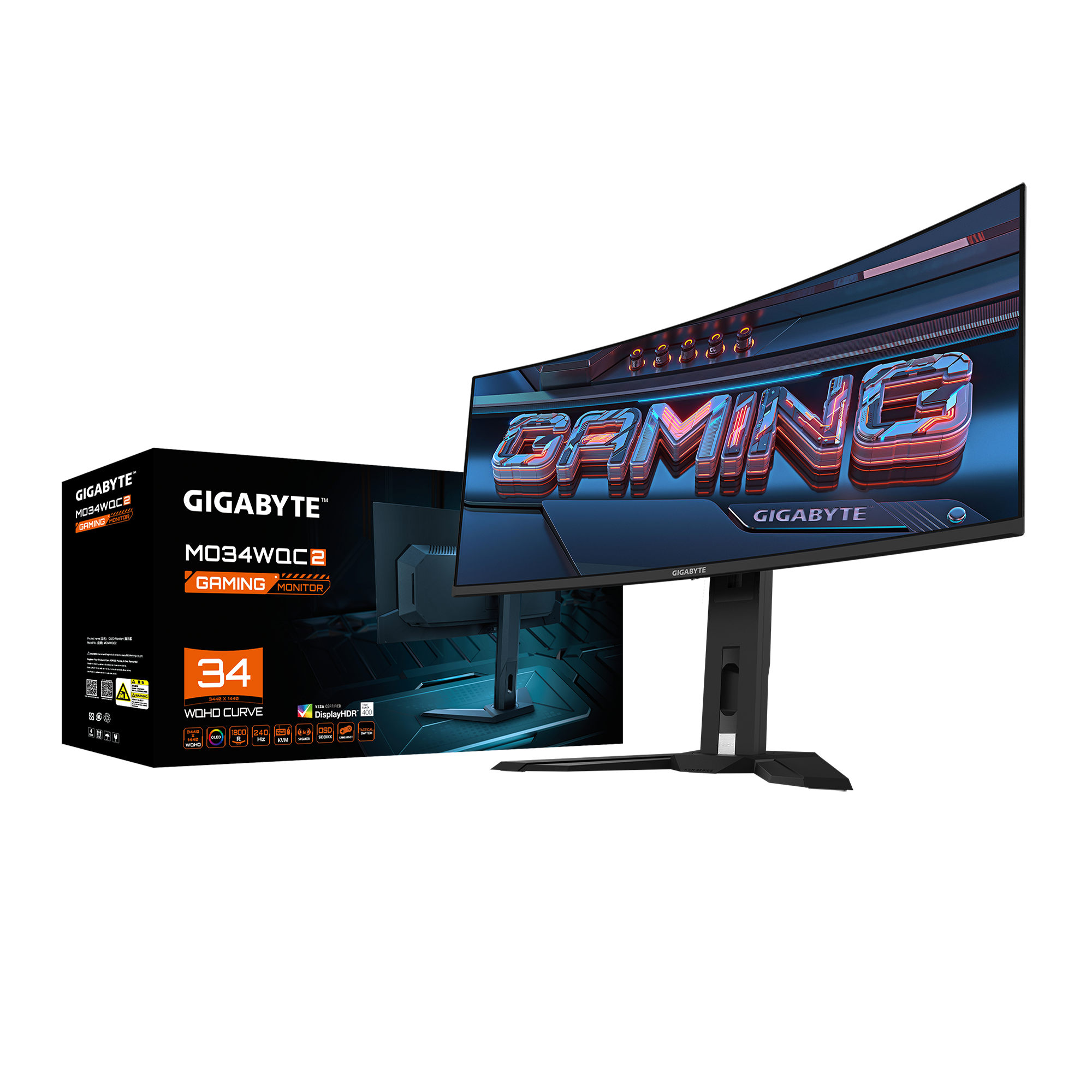 Gigabyte MO34WQC2 34" QD-OLED 240Hz 1800R Gaming Monitor 曲面電競顯示器 - 2560 x 1440