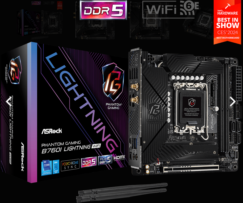 ASRock 華擎 B760I Lightning WiFi Mini-ITX 主機板 (DDR5)