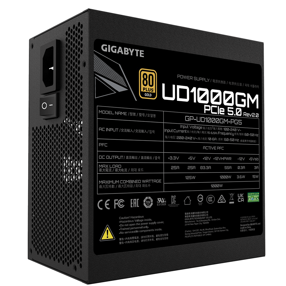 Gigabyte 技嘉 UD1000GM PG5 1000W Fully Modular 80Plus GOLD 全模組 金牌 主機電源