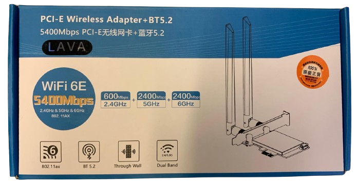 LAVA 5400Mbps PCI-E Wireless Adapter WiFi 6E BT5.2 無線網路卡