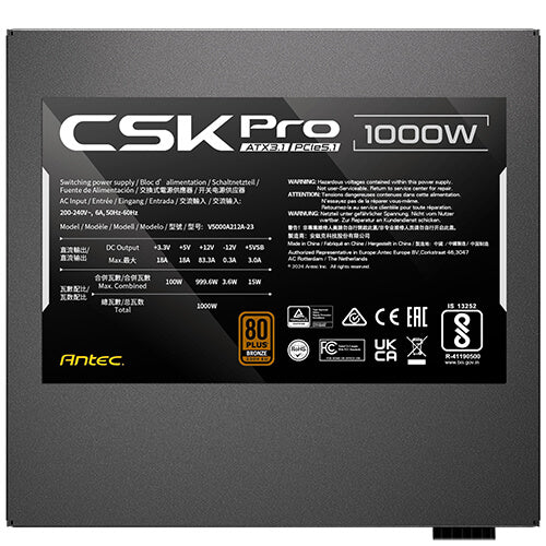 Antec CSK1000 PRO 1000W 80 PLUS BRONZE 铜牌主机电源ATX3.1 