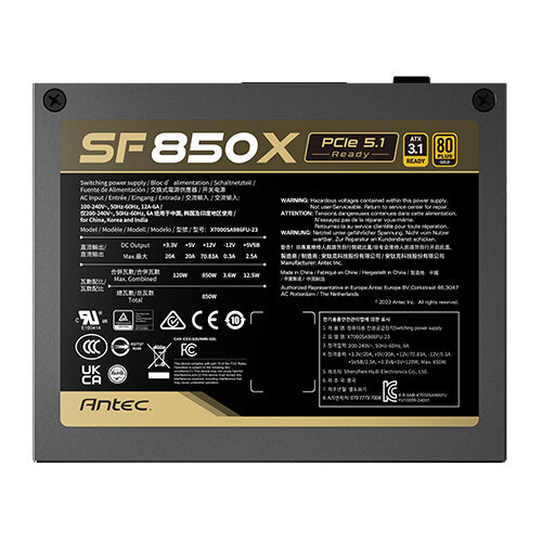 Antec SF850X 850W SFX 80 Plus Gold ATX 3.1 全模组主机电源