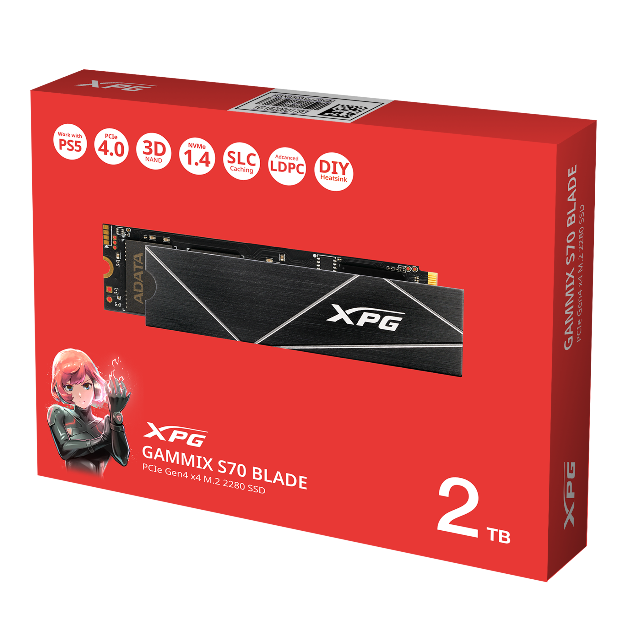 ADATA XPG GAMMIX S70 BLADE 3D TLC M.2 NVMe PCIe 4.0 x4 SSD (7400MB/s)