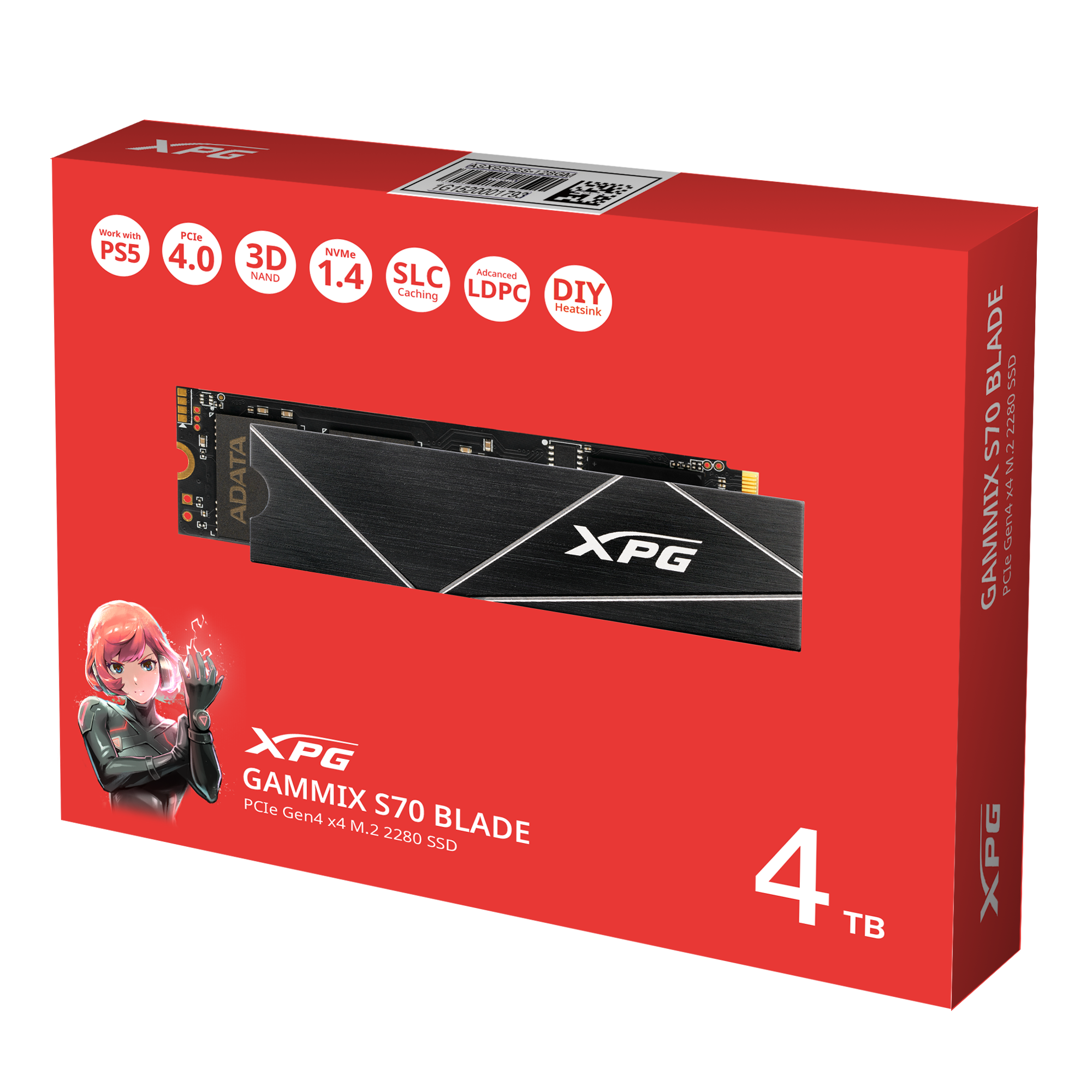 ADATA XPG GAMMIX S70 BLADE 3D TLC M.2 NVMe PCIe 4.0 x4 SSD (7400MB/s)