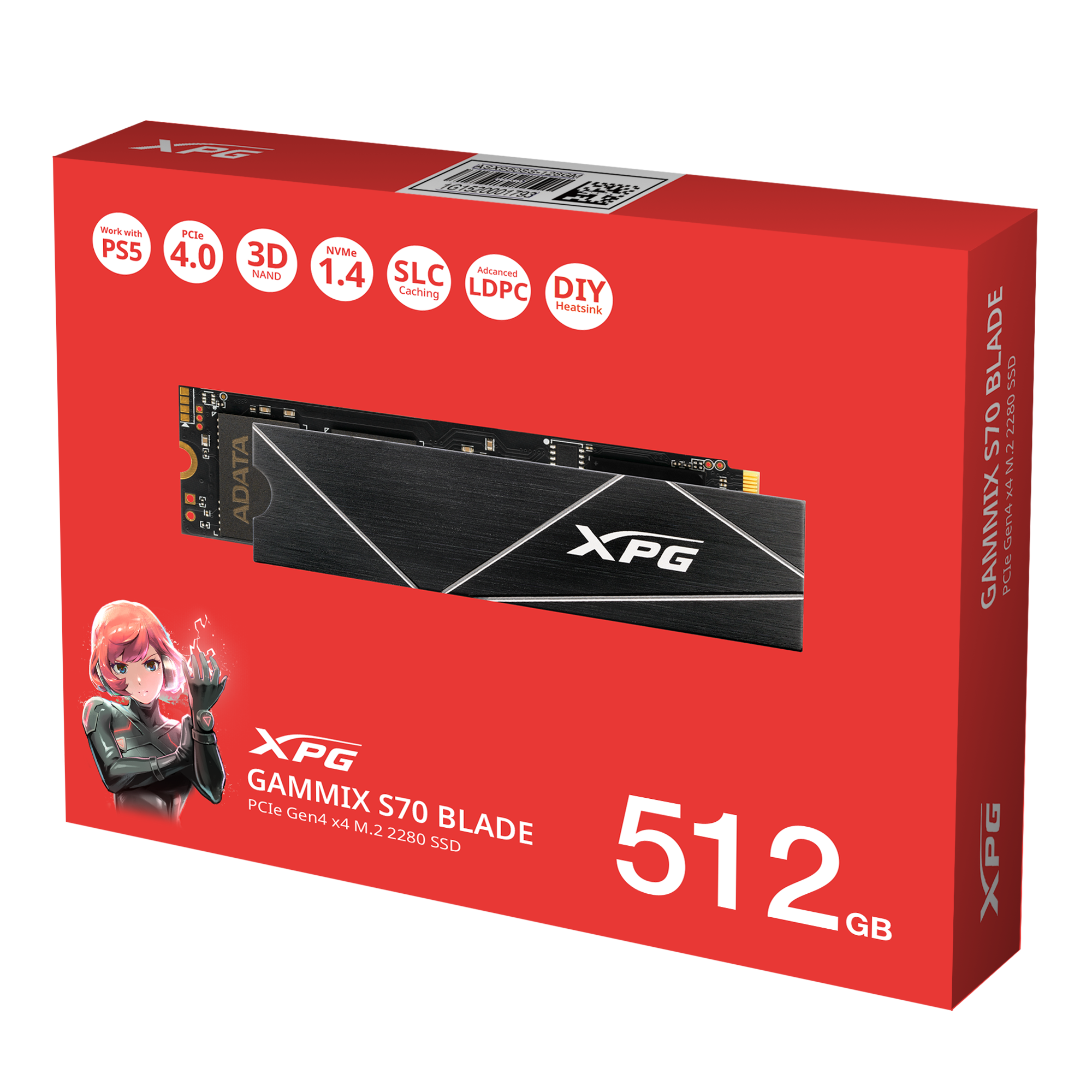 ADATA XPG GAMMIX S70 BLADE 3D TLC M.2 NVMe PCIe 4.0 x4 SSD (7400MB/s)